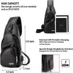 Men's Sling Bag Lightweight Waterproof Shoulder Crossbody Bag with USB Charging Port Brown - Image 3